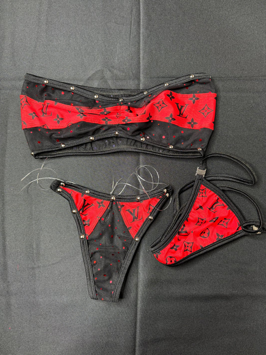 Black/Red Tube Top Two-Piece Stripper Outfit