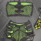 Green Fire Mesh/Black Fishnet Two-Piece Tube Top/Shorts Lingerie Outfit