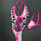 Hot Pink/Cow Print Spandex One-Piece Lingerie Outfit