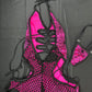 Metallic Pink Spider Web One-Piece Romper Lingerie