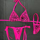 Hot Pink Two-Piece Side-Tie Bikini Lingerie Outfit