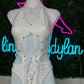 White Exotic Dance Wear One-Piece Outfit Metallic Stretch Fabric