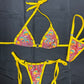Peacock Holographic/Yellow Spandex Two-Piece Bikini Lingerie Outfit