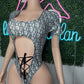 Holographic Silver Designer Leotard One-Piece Lingerie Outfit