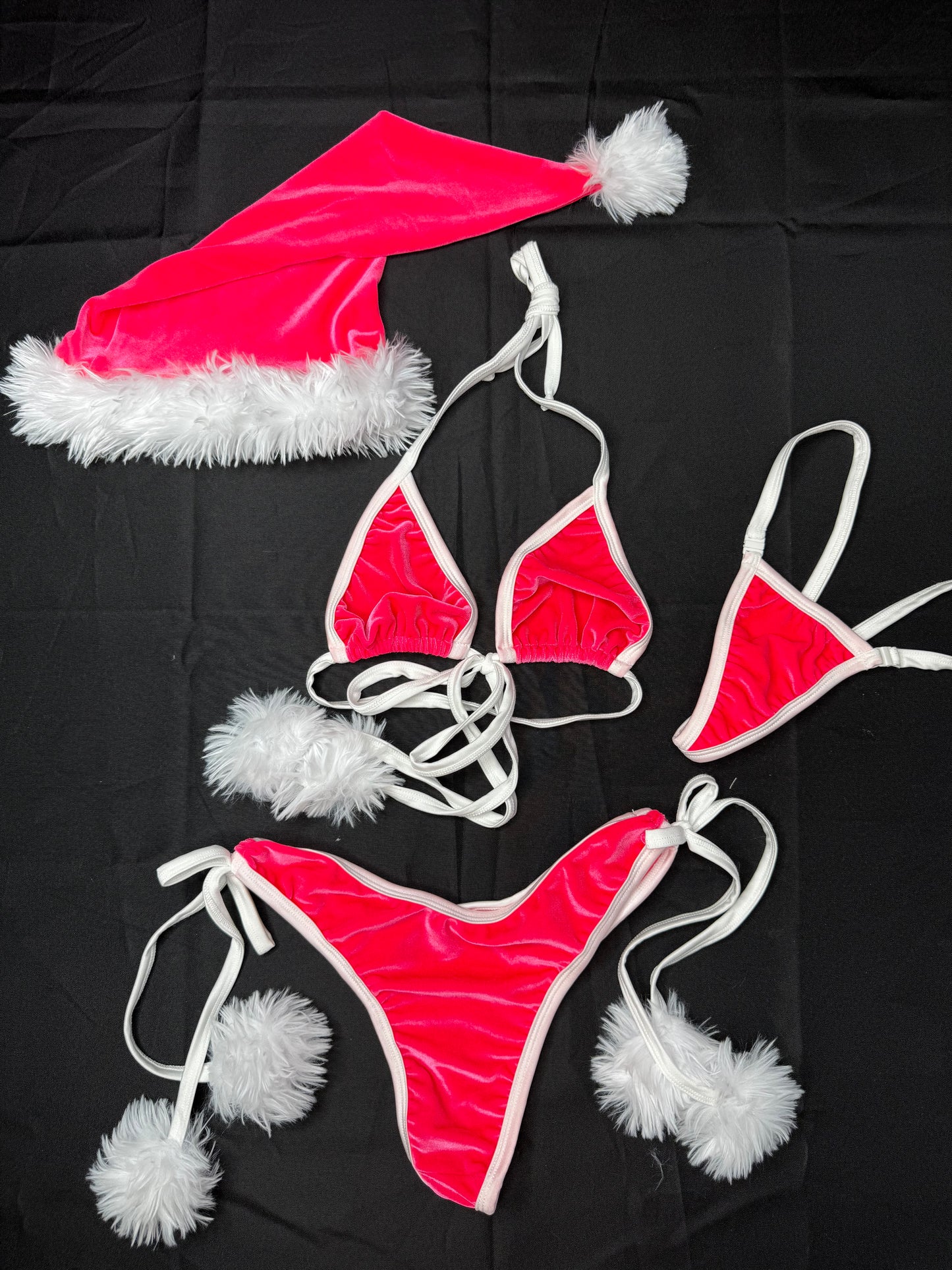 Pink Velvet Four-Piece With Hat Pink Velvet Bikini along