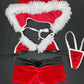 Red Velvet Bikini Top/Hoodie Shorts Two-Piece Christmas Lingerie Outfit