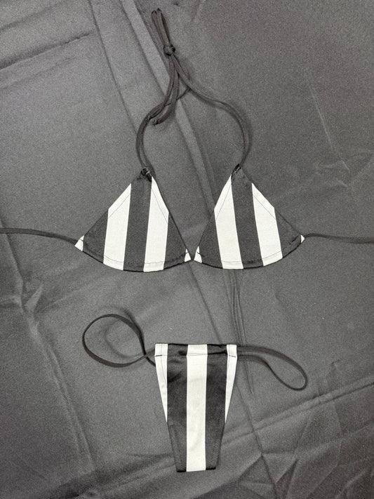 Referee Spandex Two-Piece Micro Bikini Lingerie Outfit