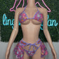 Lavender/Pink Pony Spandex Bikini Top/Skirt Two-Piece Lingerie Outfit
