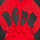 Metallic Red Spandex/Red Mesh Ripped Back Romper Lingerie Outfit