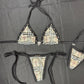 Holographic Designer Plaid/Black Spandex Two-Piece Bikini Lingerie Outfit
