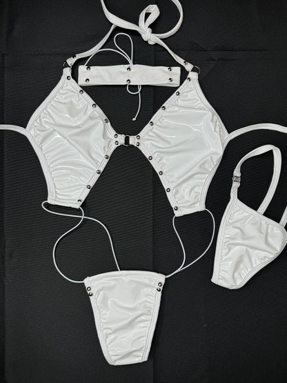 Black Latex Exotic Dance Wear One-Piece Lingerie Premium Outfit