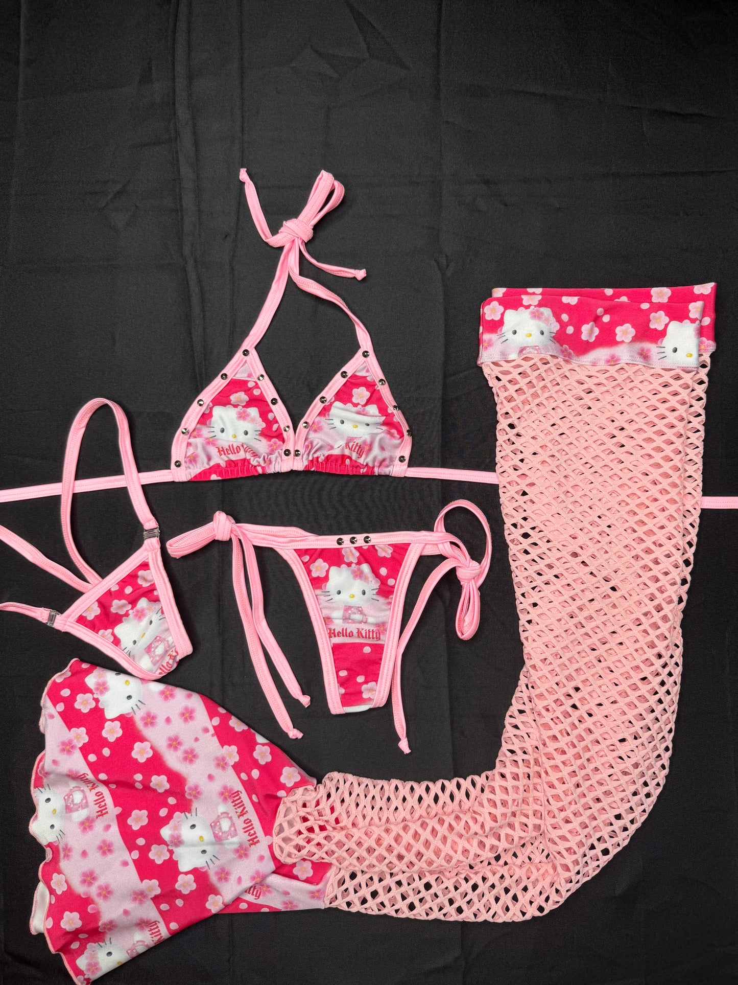 Baby Pink/Pink Spandex Kitty Leg Lingerie Outfit