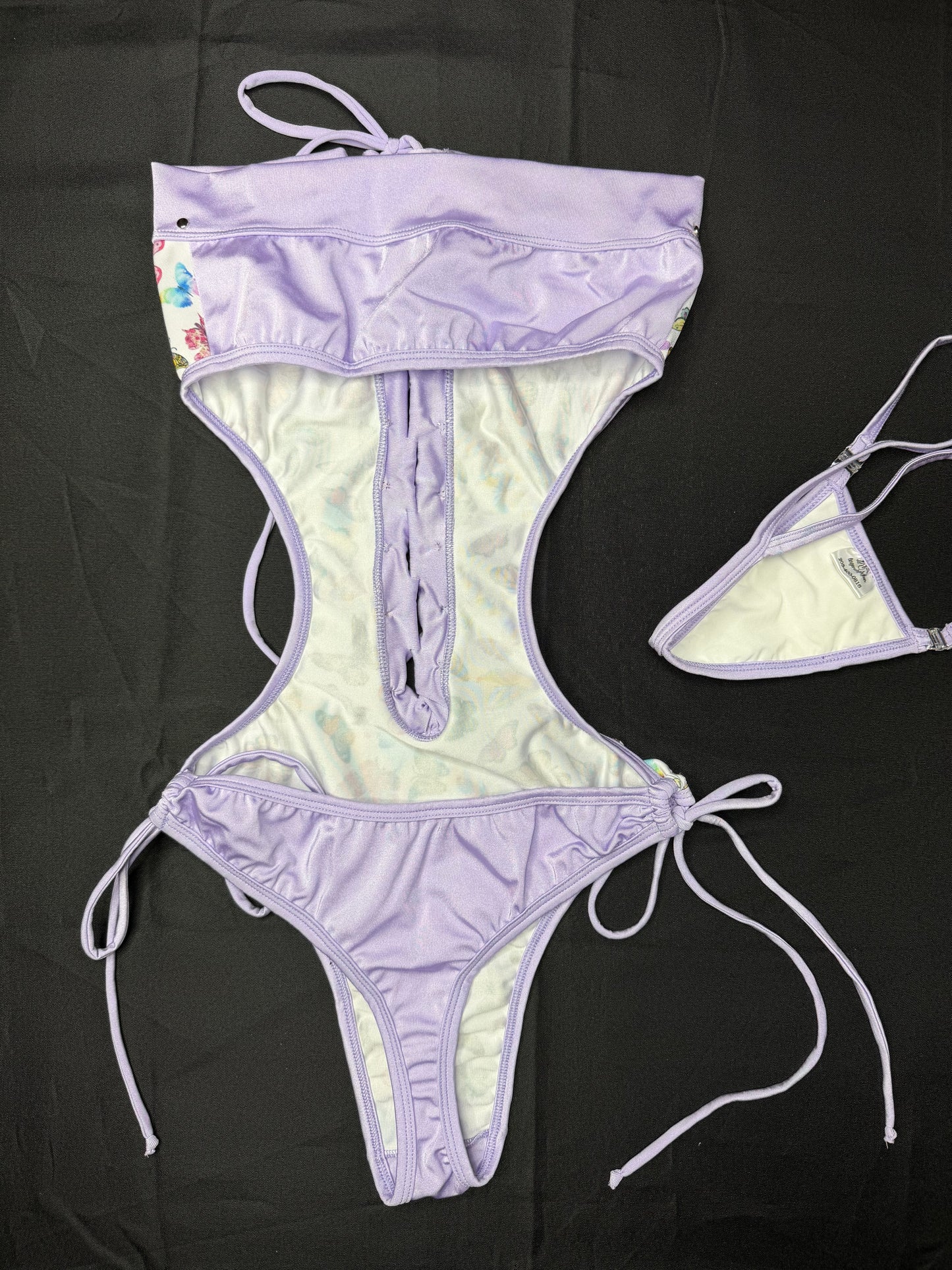 Butterfly/Lavender Spandex One-Piece Lingerie Outfit