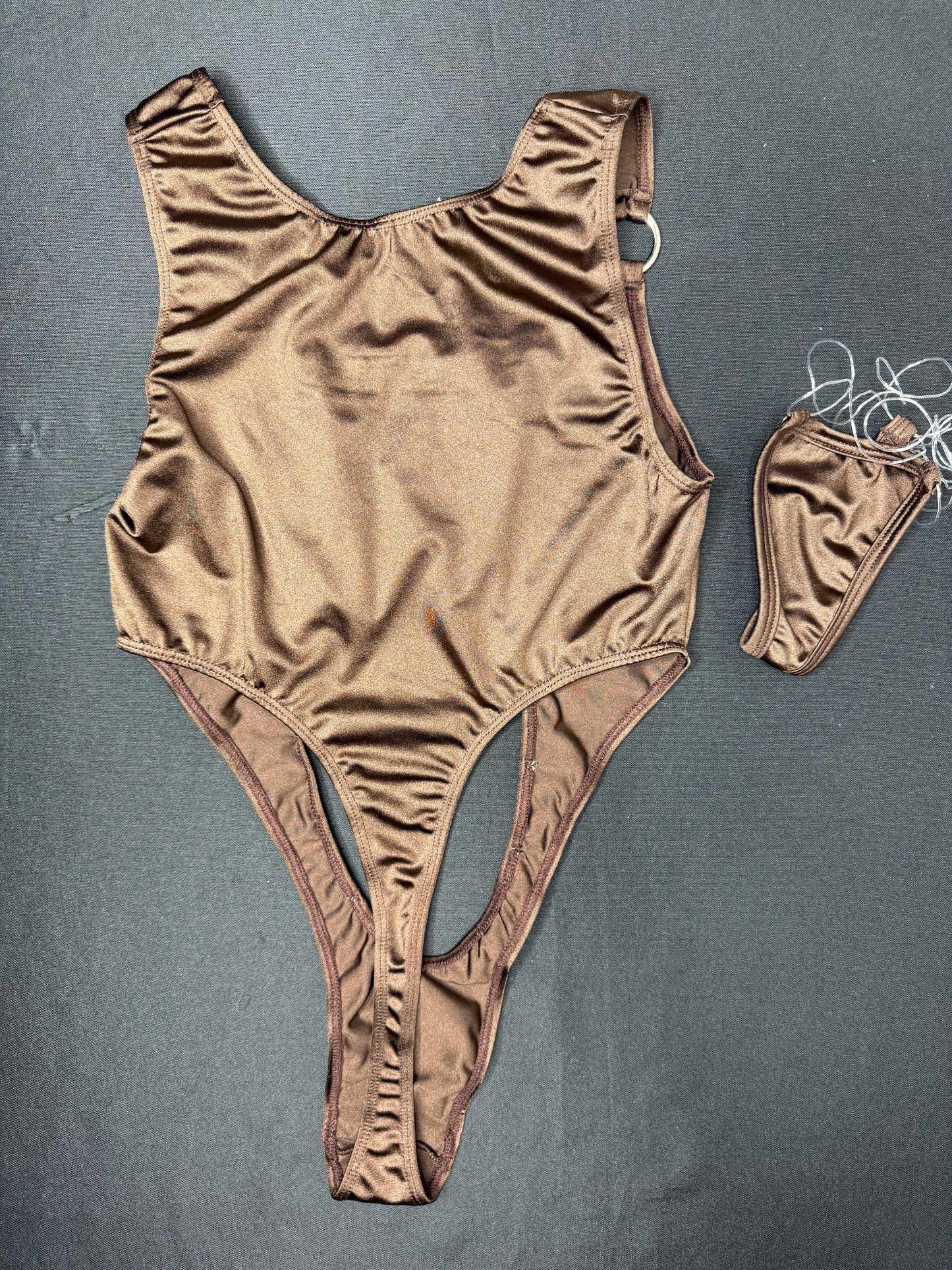 Chocolate Spandex One-Piece Leotard Lingerie Outfit
