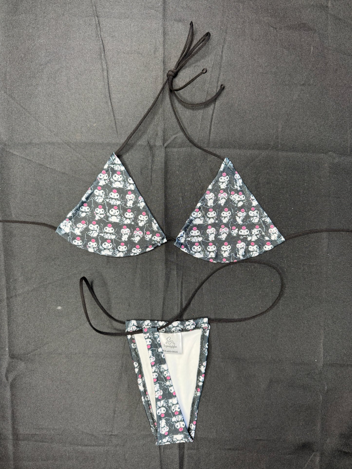 Kuromi Spandex Two-Piece Micro Bikini Lingerie Outfit
