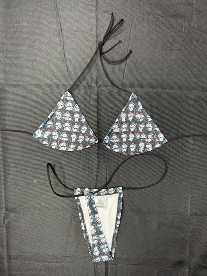 Kuromi Spandex Two-Piece Micro Bikini Lingerie Outfit