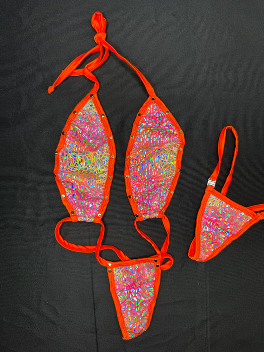 Ombré Sparkle Slingshot/Skirt Two-Piece Lingerie Combo