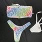 Rainbow Tube Top Cheeky Thong Two-Piece Lingerie Outfit