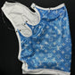 Metallic Baby Blue Two-Piece Silicone String Laced Lingerie Outfit