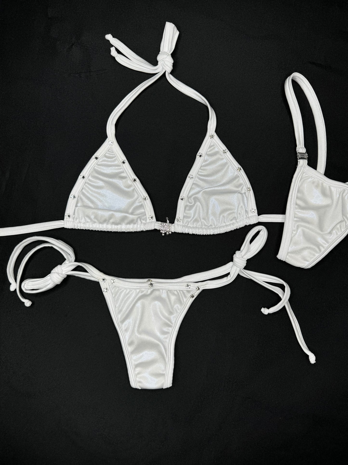 Mystic White/White Two-Piece Side-Tie Bikini Lingerie Outfit
