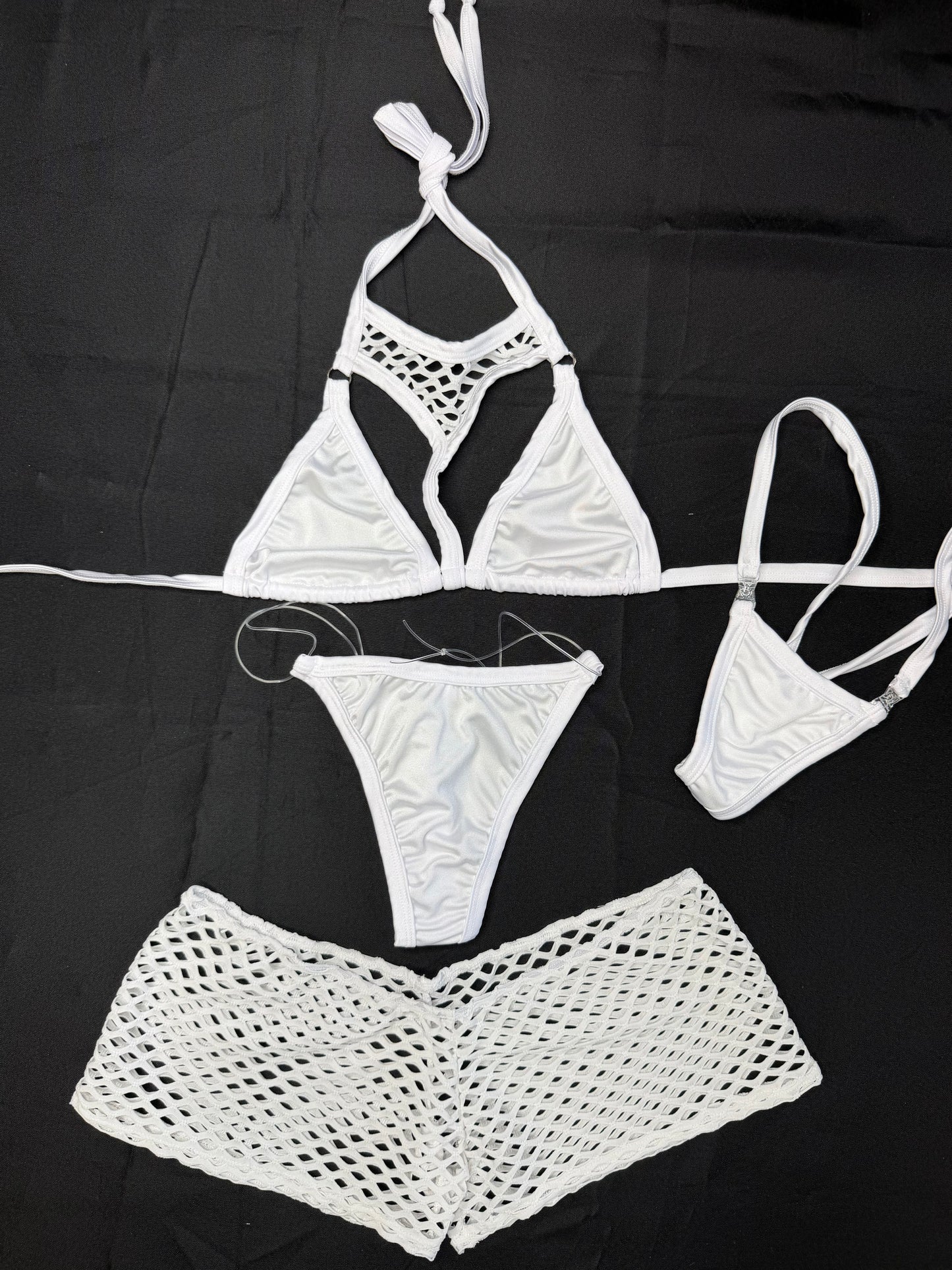 White Spandex Bikini/Shorts Lingerie Outfit