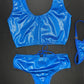 Blue Sports Bra/Shorts Two-Piece Lingerie Outfit