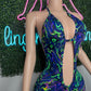 Trippy Print Spandex One-Piece Lingerie Outfit