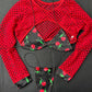 Cherry Three-Piece Bikini Exotic Dancer Outfit