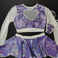 Microdot Lavender Two-Piece Long Sleeve Fringe Top/Skirt Lingerie Outfit