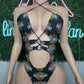 Black Harley Spandex One-Piece Lingerie Outfit