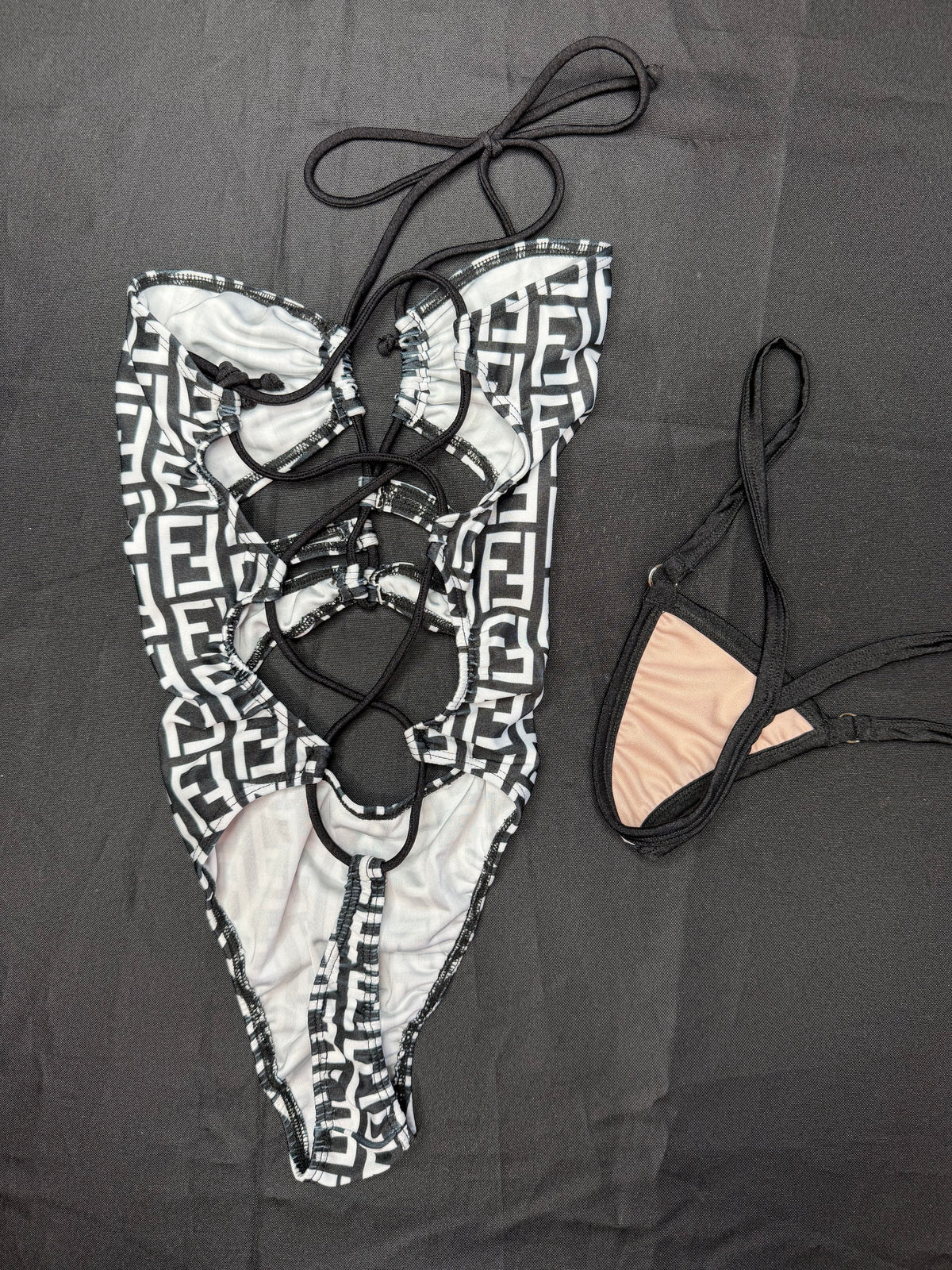 Black Designer One-Piece Lingerie Outfit