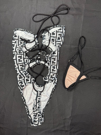 Black Designer One-Piece Lingerie Outfit