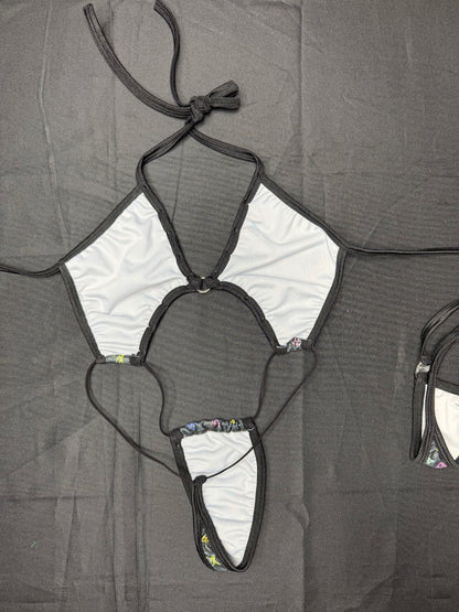 Designer Black Spandex Sling-Shot Lingerie Outfit