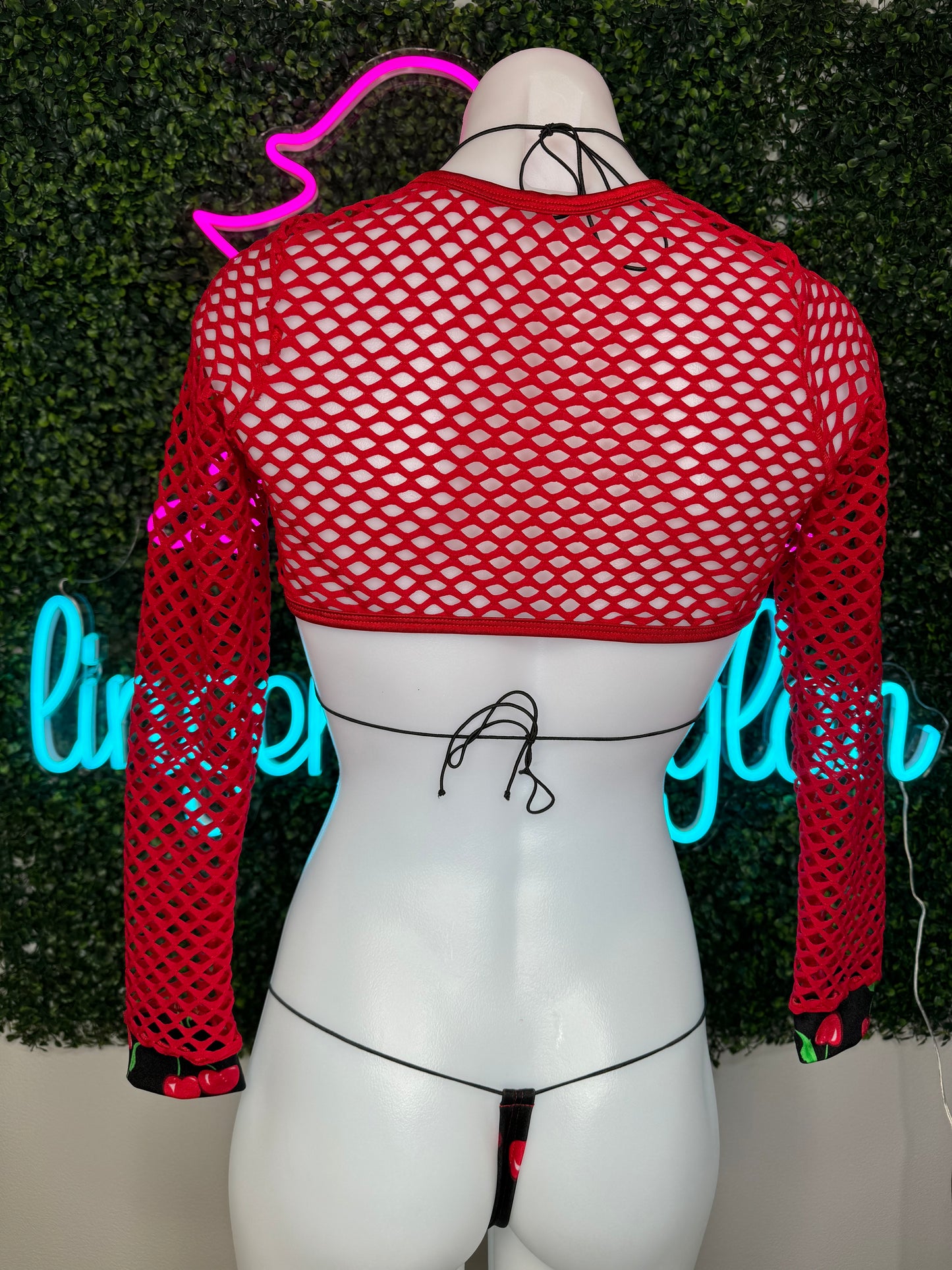 Cherry Three-Piece Bikini Exotic Dancer Outfit