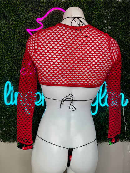 Cherry Three-Piece Bikini Exotic Dancer Outfit