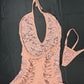 Nude Sequins Lace One-Piece Ripped Back One-Piece Lingerie Outfit