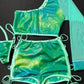 Mint/Tie-Dye Green Single Sleeve/Shorts Two-Piece Lingerie Outfit