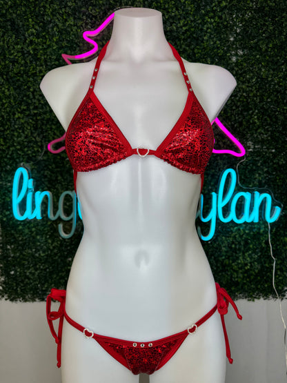 Red Valentines Day Lingerie Bikini