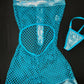 Mystic Blue/Turquoise Fishnet One-Piece Lingerie Outfit