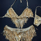 Gold Fringe Two-Piece Bikini Lingerie Outfit