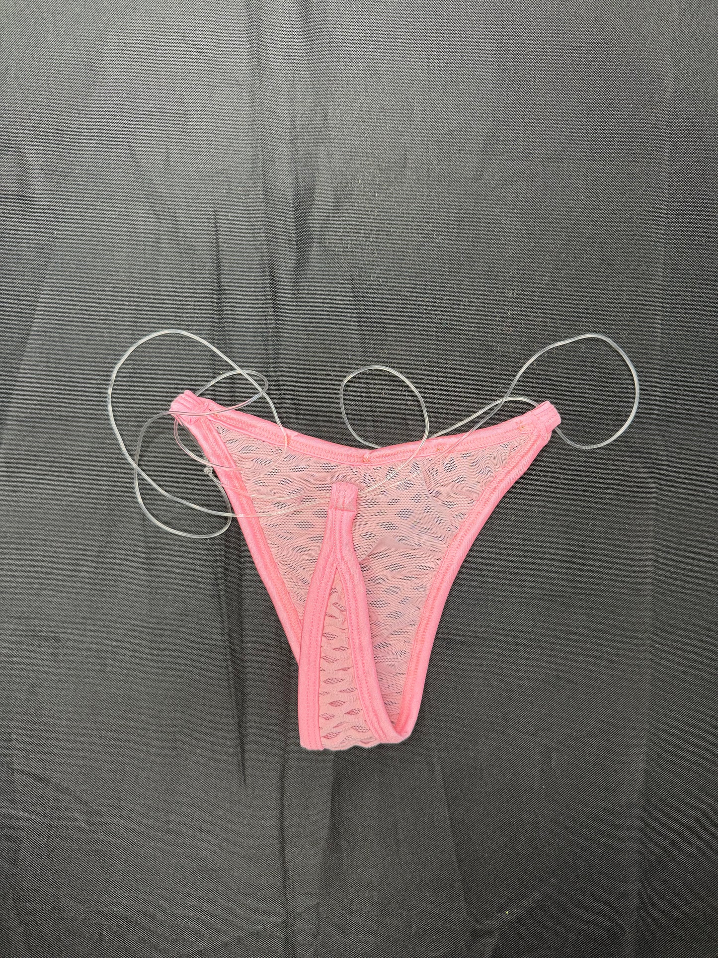 Baby Pink Fishnet Spandex Two-Piece Bikini Lingerie Outfit
