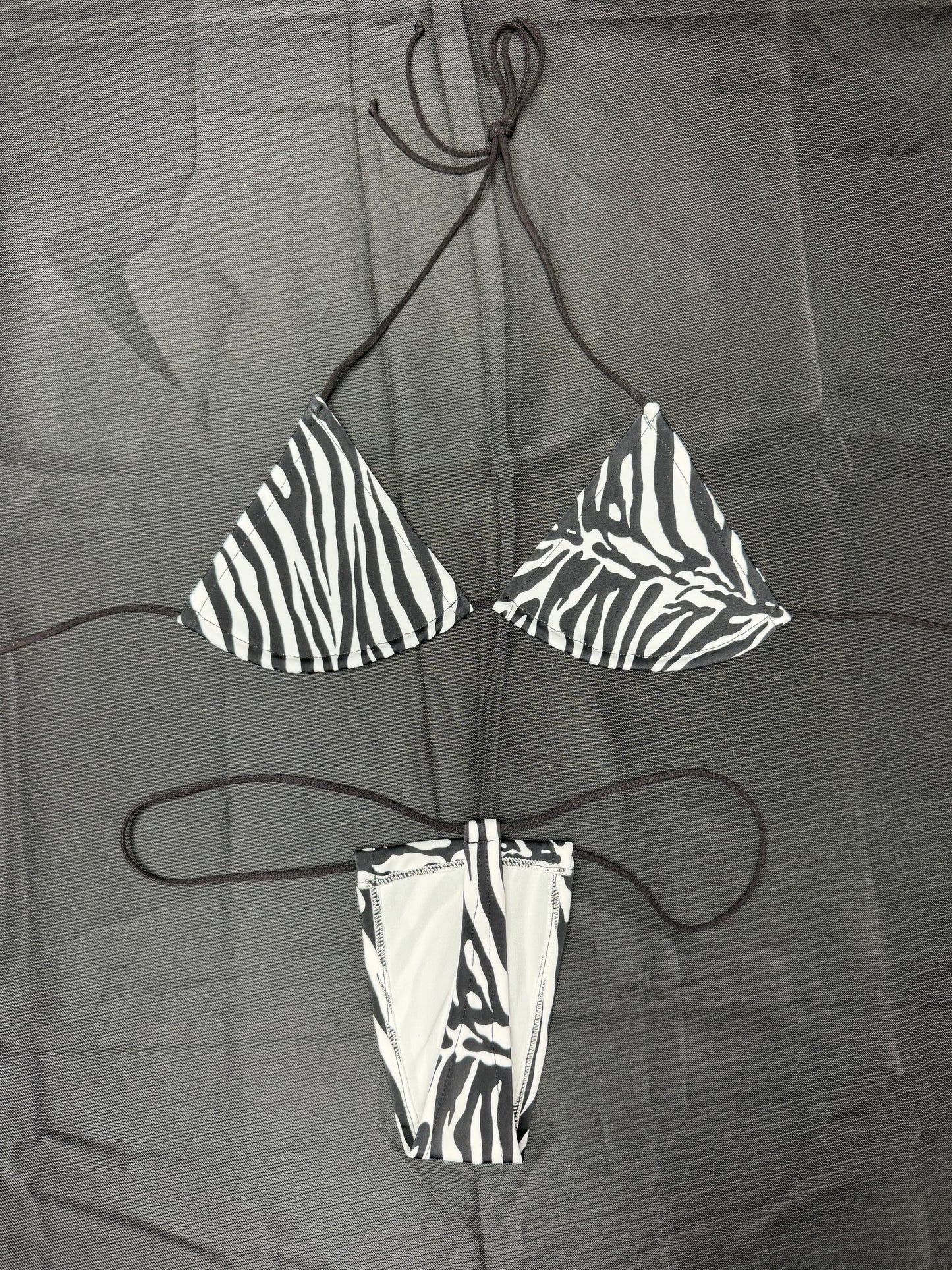 Zebra Animal Print White/Black Spandex Micro Bikini Lingerie Outfit