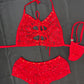 Sparkle Lace Two-Piece Shorts Lingerie Outfit