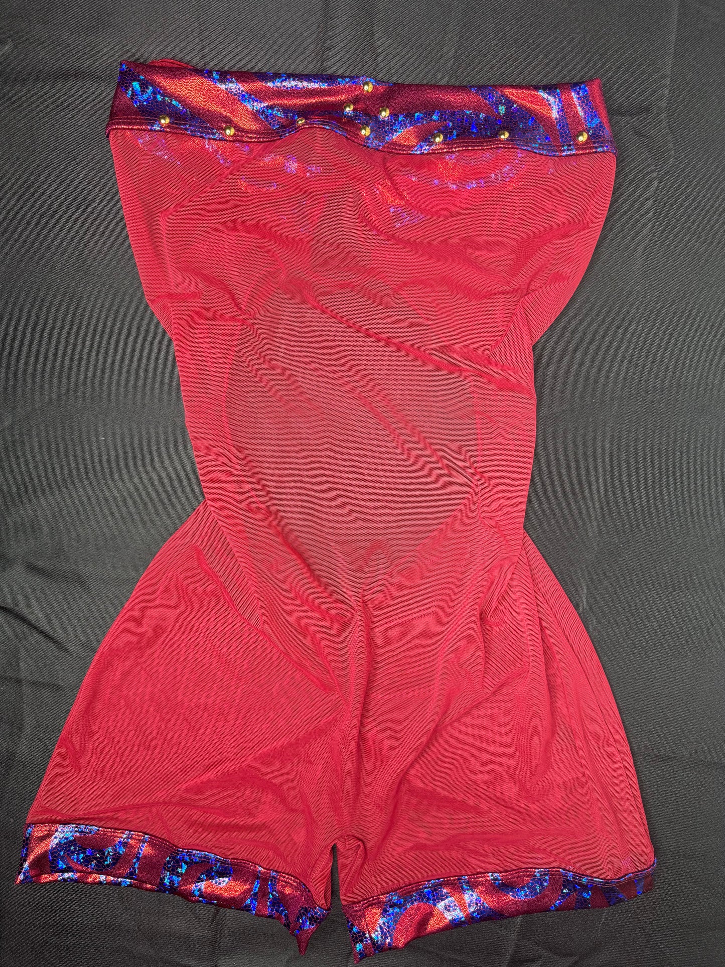 Burgundy Mesh/Spandex One-Piece Lingerie Outfit
