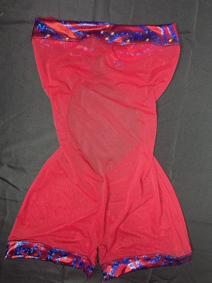 Burgundy Mesh/Spandex One-Piece Lingerie Outfit