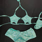 Metallic Mint Star Bikini Top/Shorts Two-Piece Lingerie Outfit
