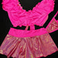 Mystic Hot Pink/Hot Pink Two-Piece Skirt Lingerie Outfit