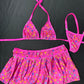 Hot Pink Two-Piece Bikini Top/Skirt Lingerie Outfit