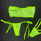 Lime Green Tube-Top/Side Tie Bikini Bottoms Two-Piece Lingerie Outfit