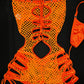 Orange Fishnet One-Piece Lingerie Outfit